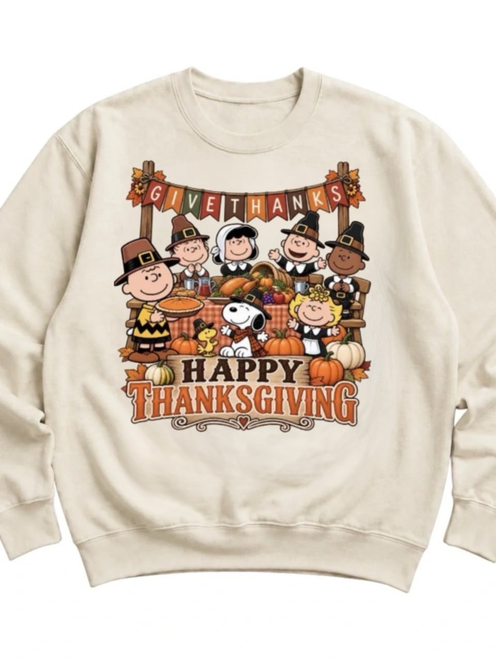 Cream Peanuts Happy Thanksgiving Sweatshirt